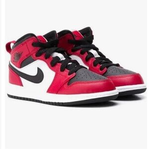 NEW Nike Air Jordan 1 Mid Shoe Black and Red. 5Y